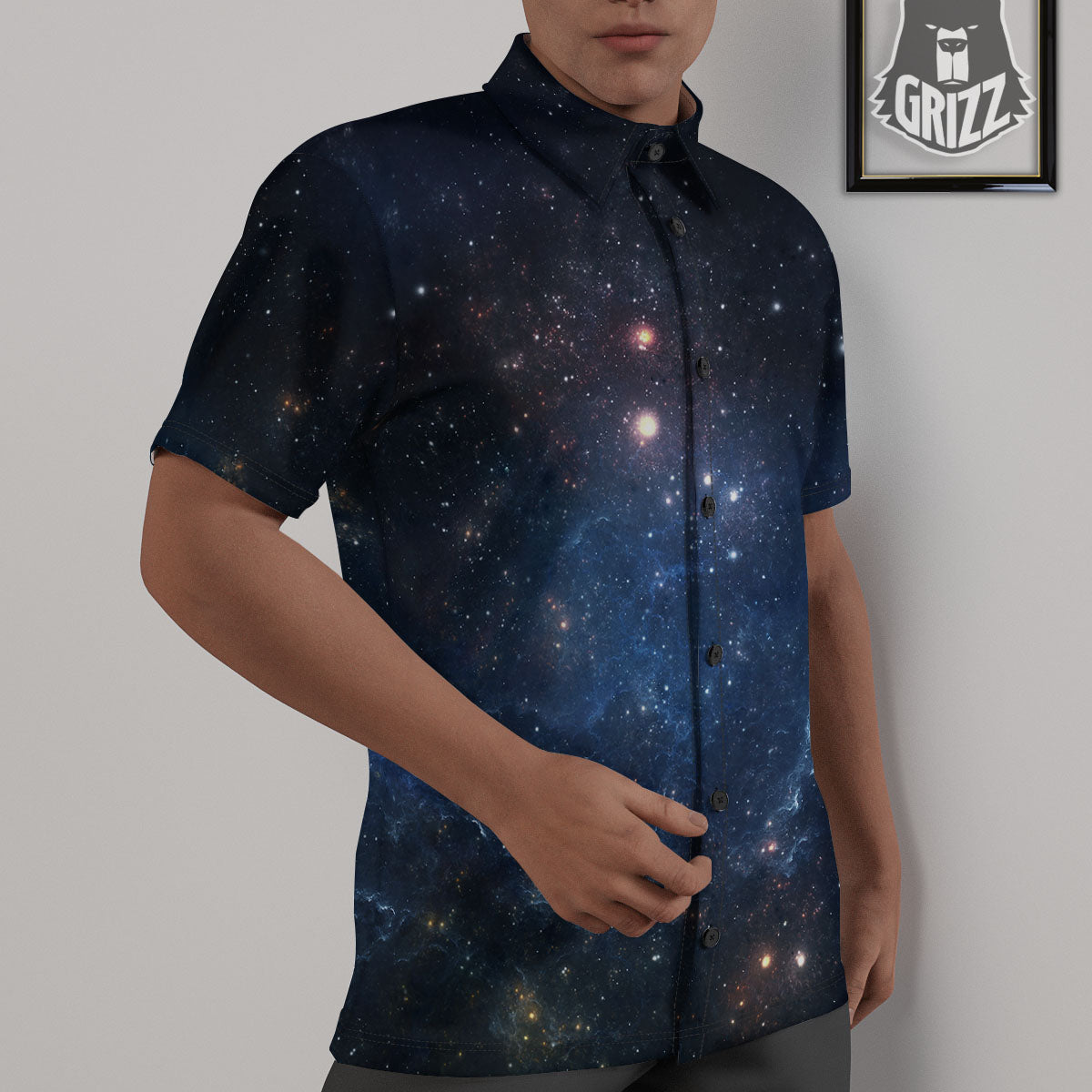 Galaxy Space Abstract Dark Print Untucked Shirts-grizzshop