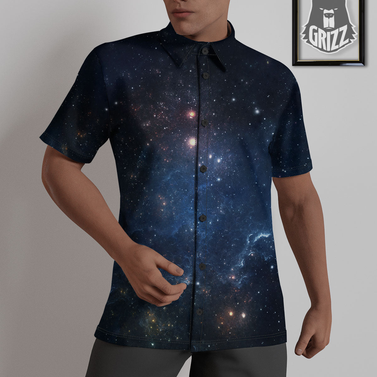 Galaxy Space Abstract Dark Print Untucked Shirts-grizzshop