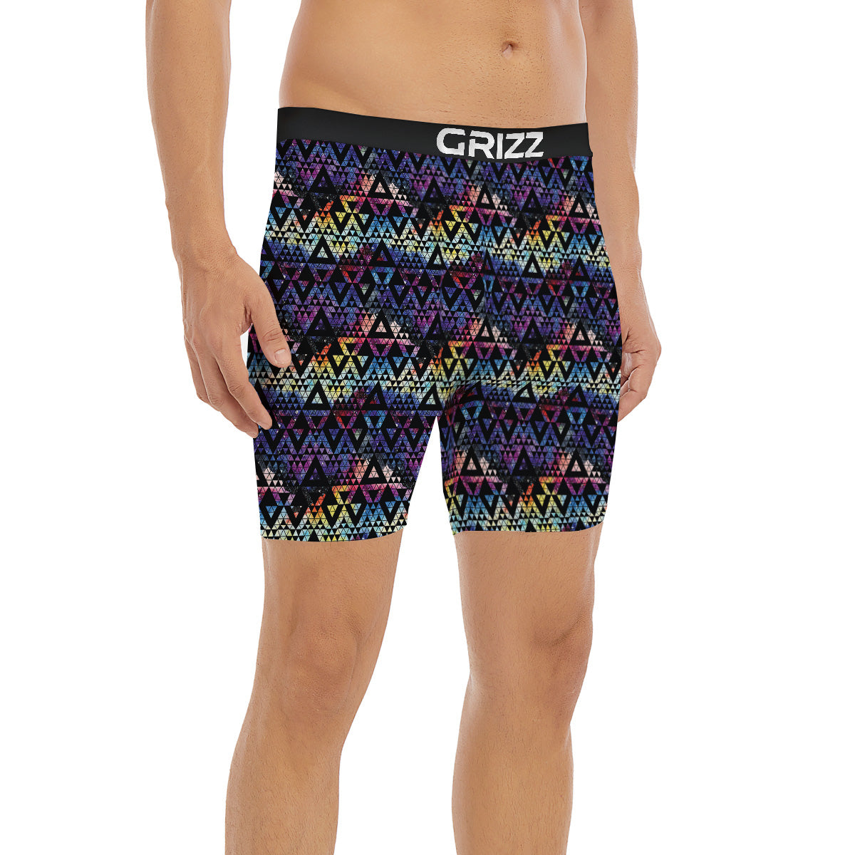 Galaxy Space Black Triangle Print Boxer Briefs-grizzshop