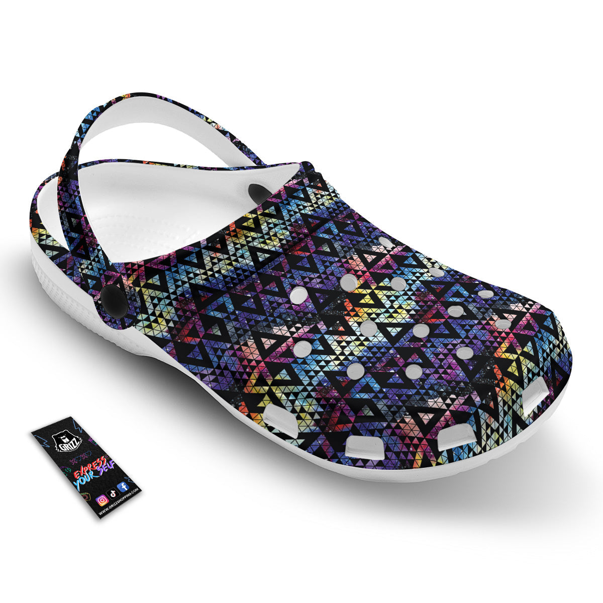 Galaxy Space Black Triangle Print Clog-grizzshop