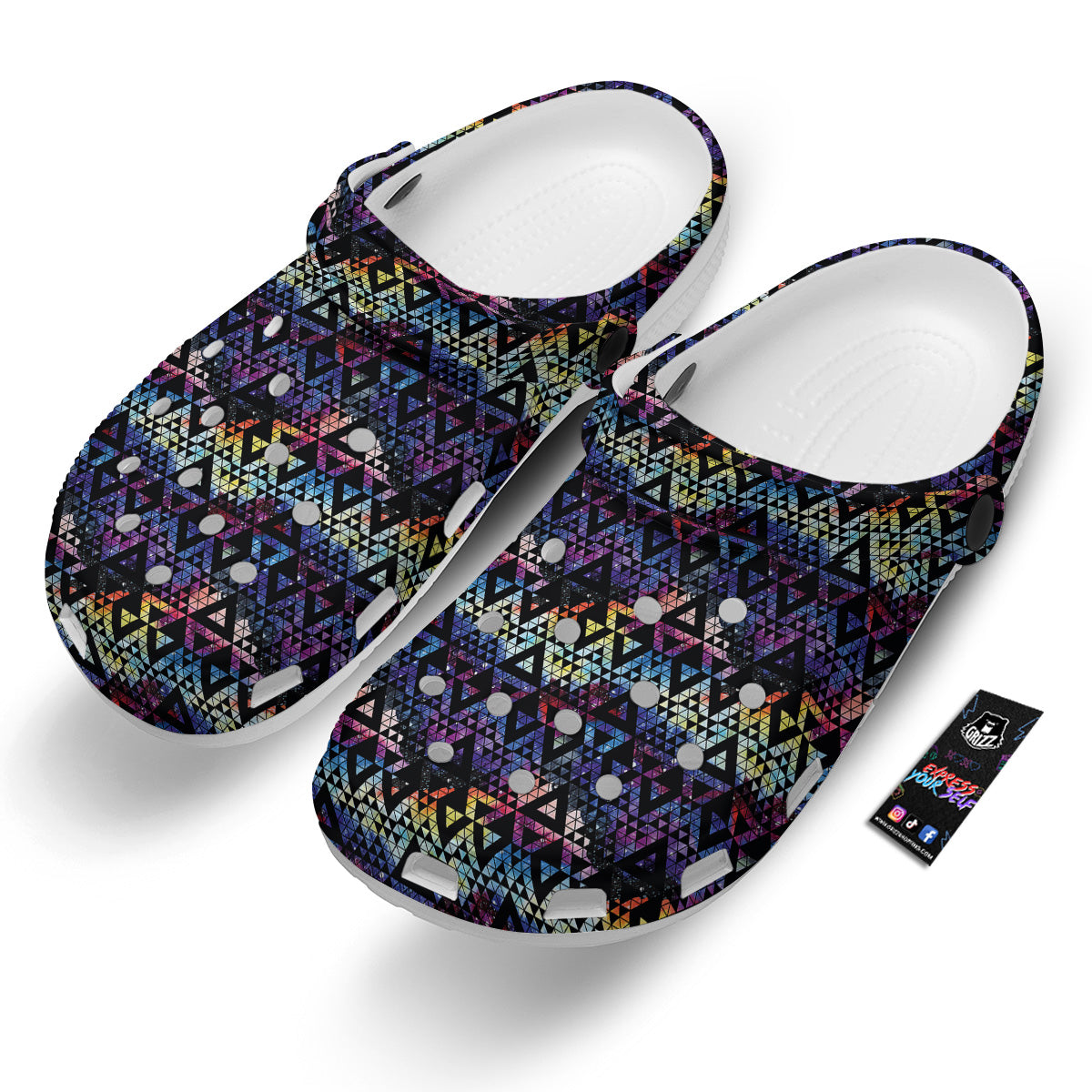 Galaxy Space Black Triangle Print Clog-grizzshop