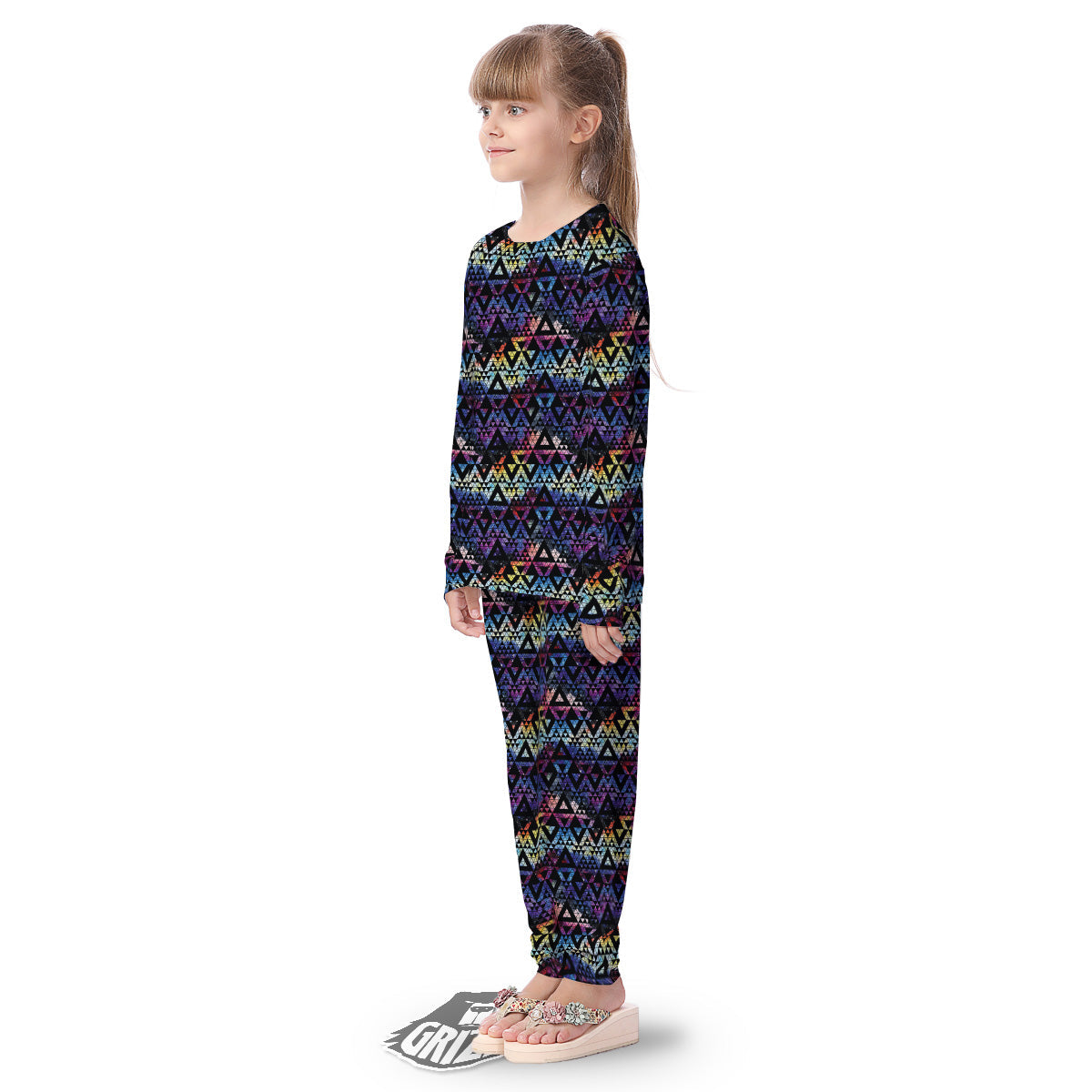 Galaxy Space Black Triangle Print Kid's Pajamas-grizzshop