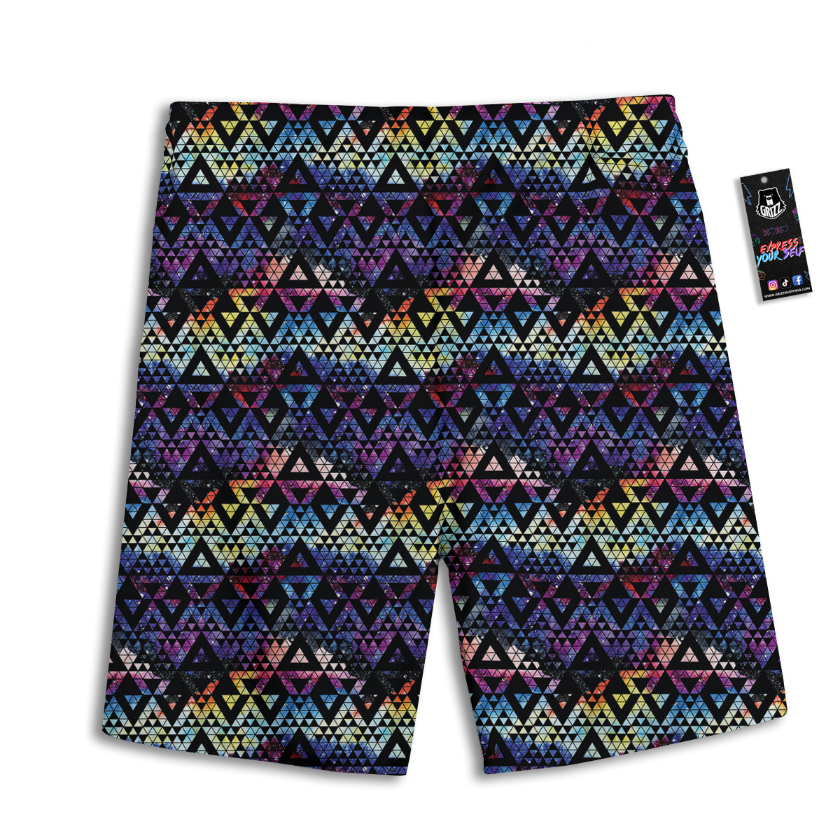 Galaxy Space Black Triangle Print Men's Athletic Shorts