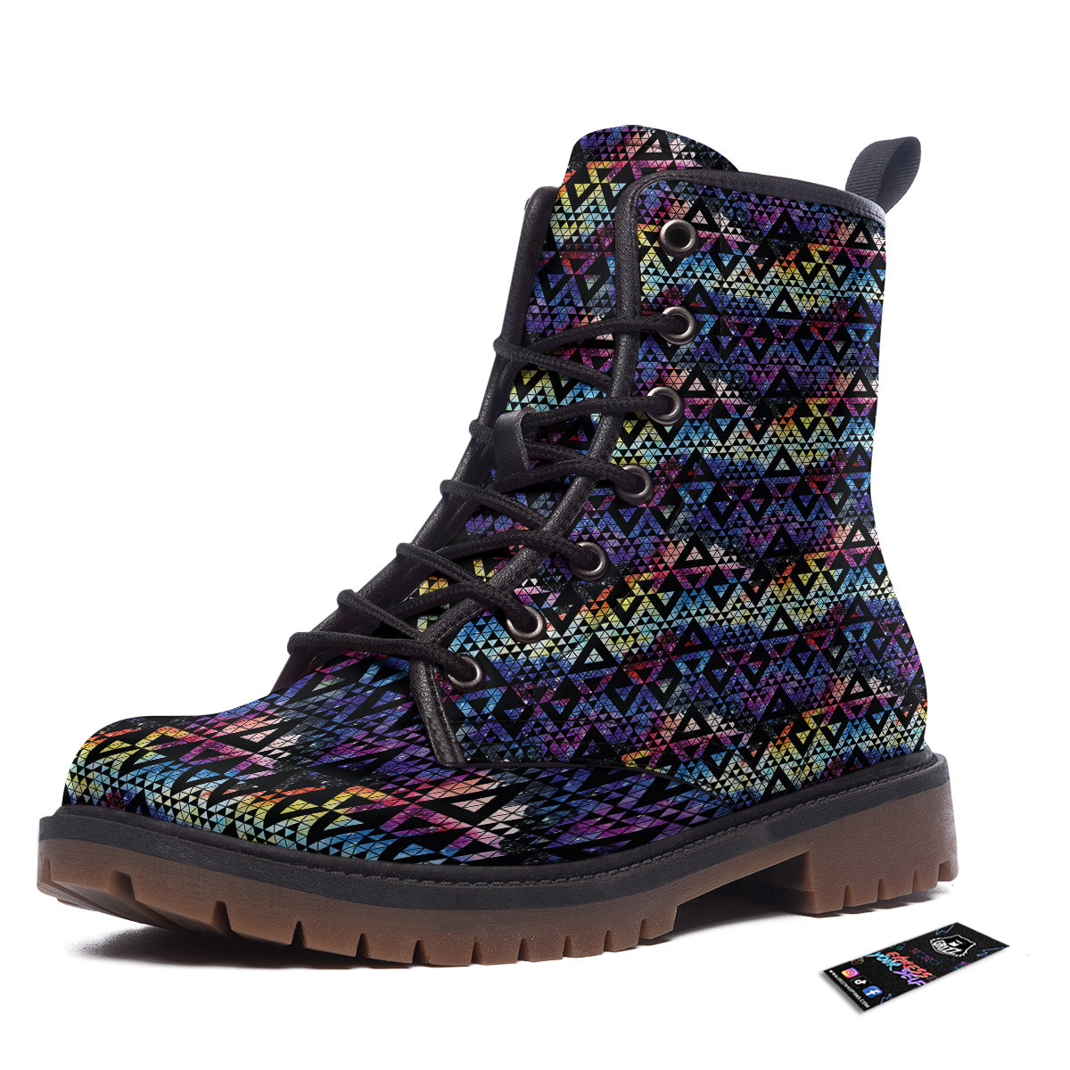 Galaxy Space Black Triangle Print Work Boots-grizzshop