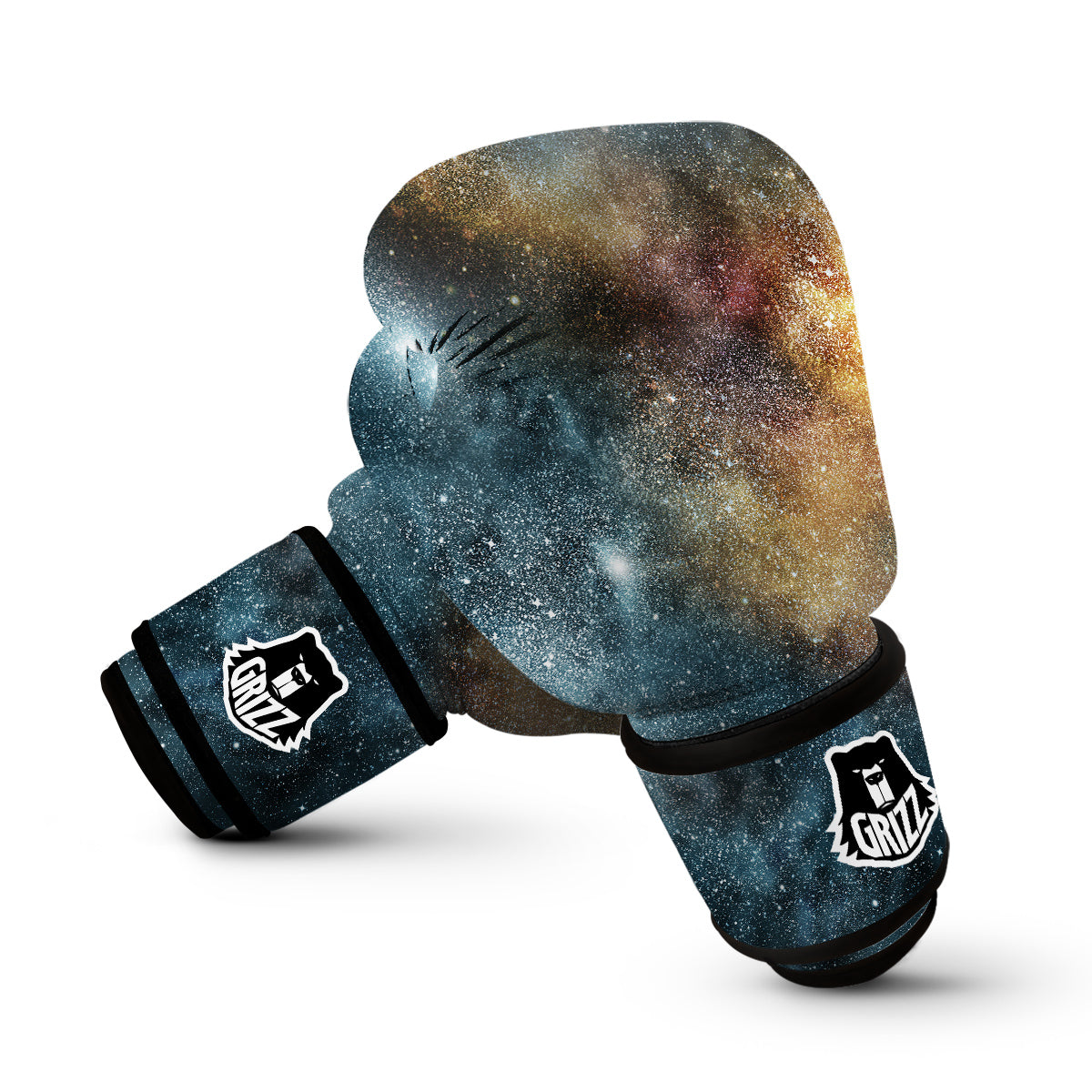 Galaxy Space Blue Stardust Print Boxing Gloves-grizzshop