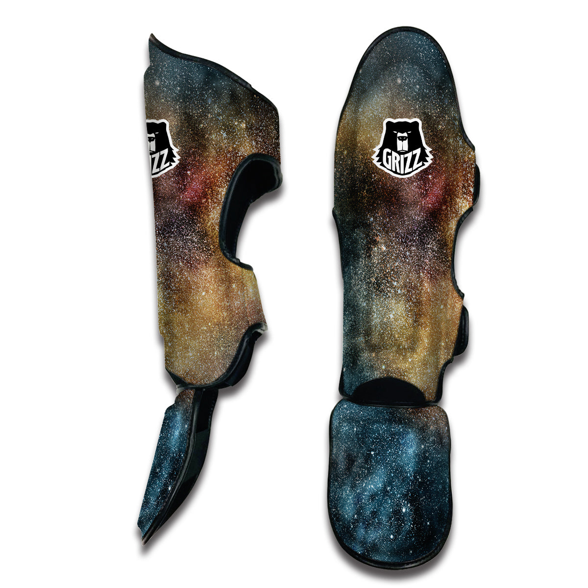 Galaxy Space Blue Stardust Print Muay Thai Shin Guards-grizzshop