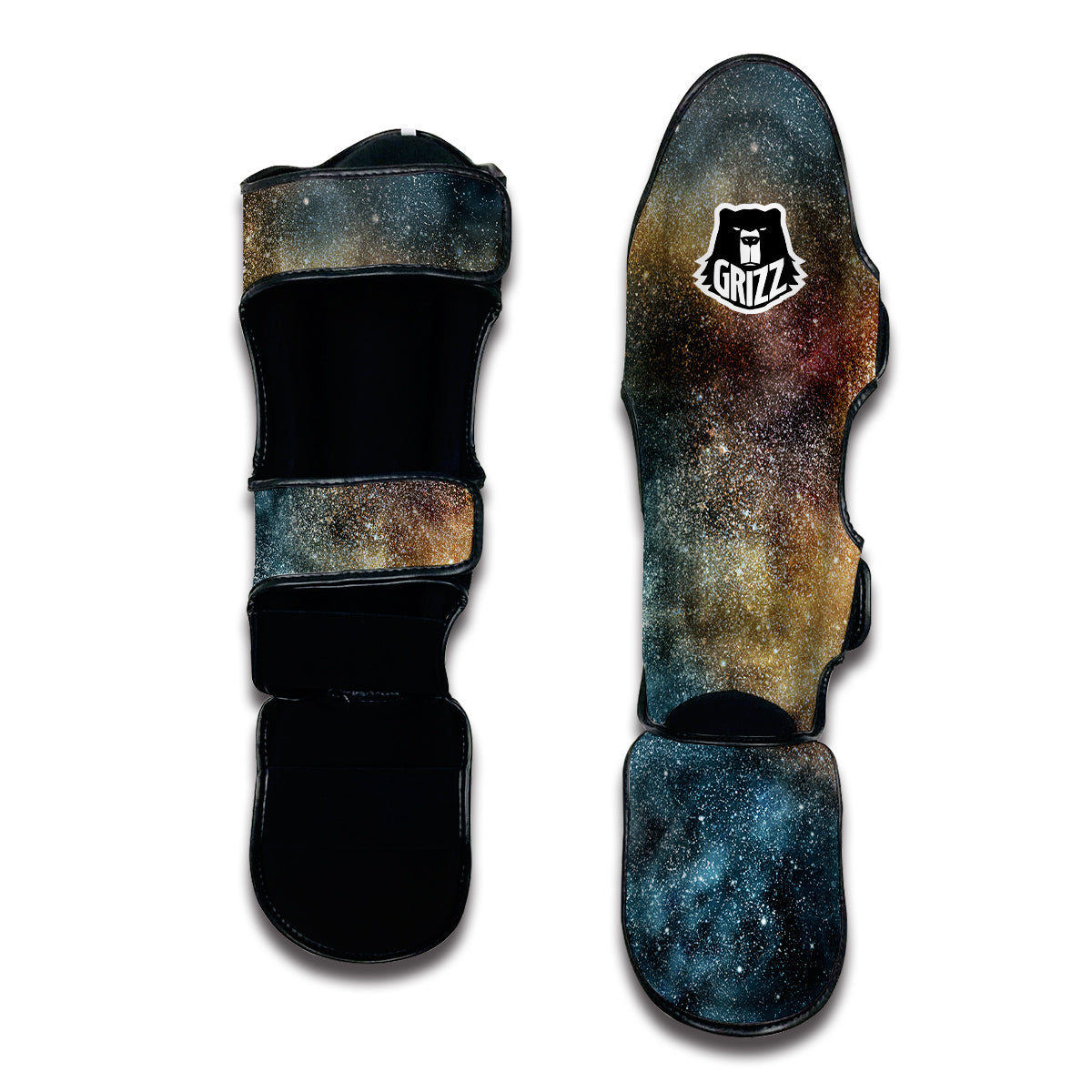 Galaxy Space Blue Stardust Print Muay Thai Shin Guards-grizzshop