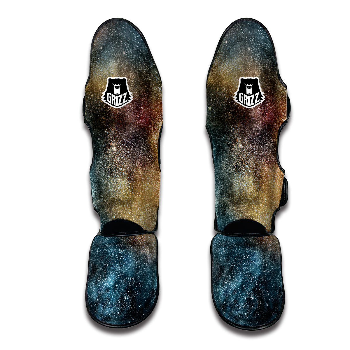 Galaxy Space Blue Stardust Print Muay Thai Shin Guards-grizzshop