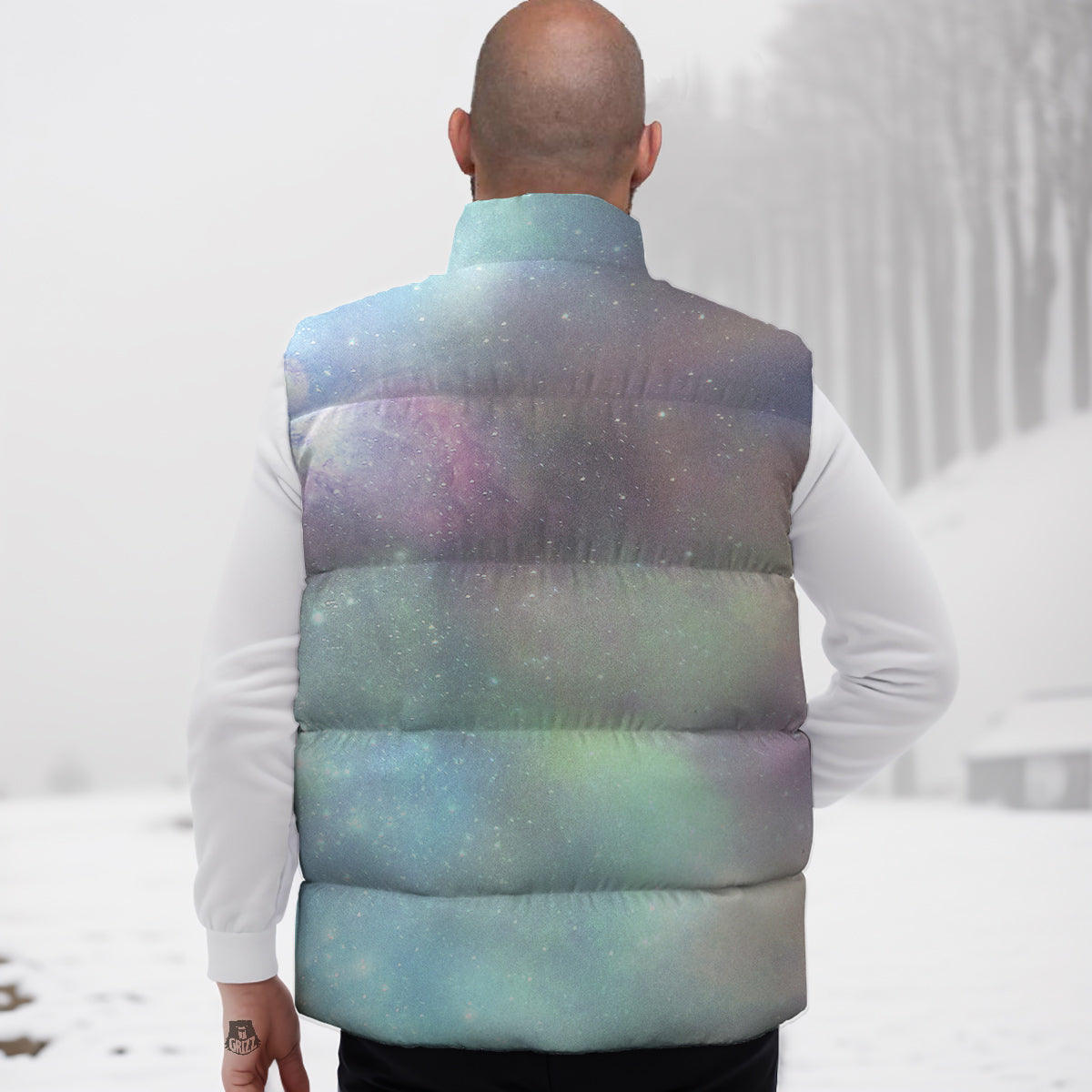 Galaxy Space Colorful Nebula Print Down Vest