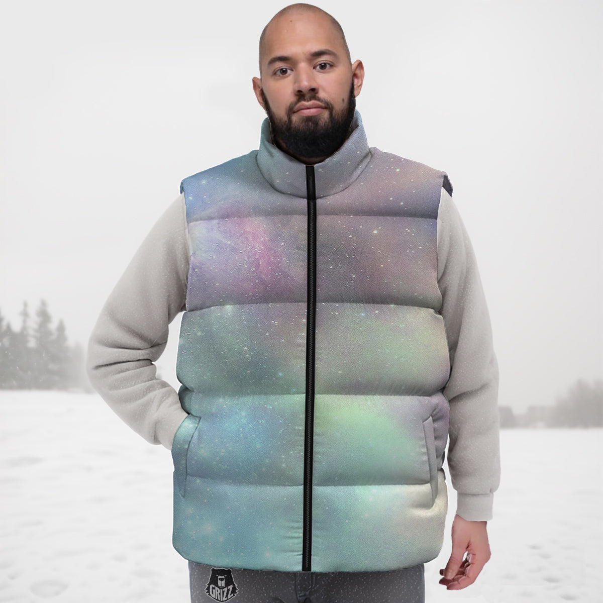 Galaxy Space Colorful Nebula Print Down Vest