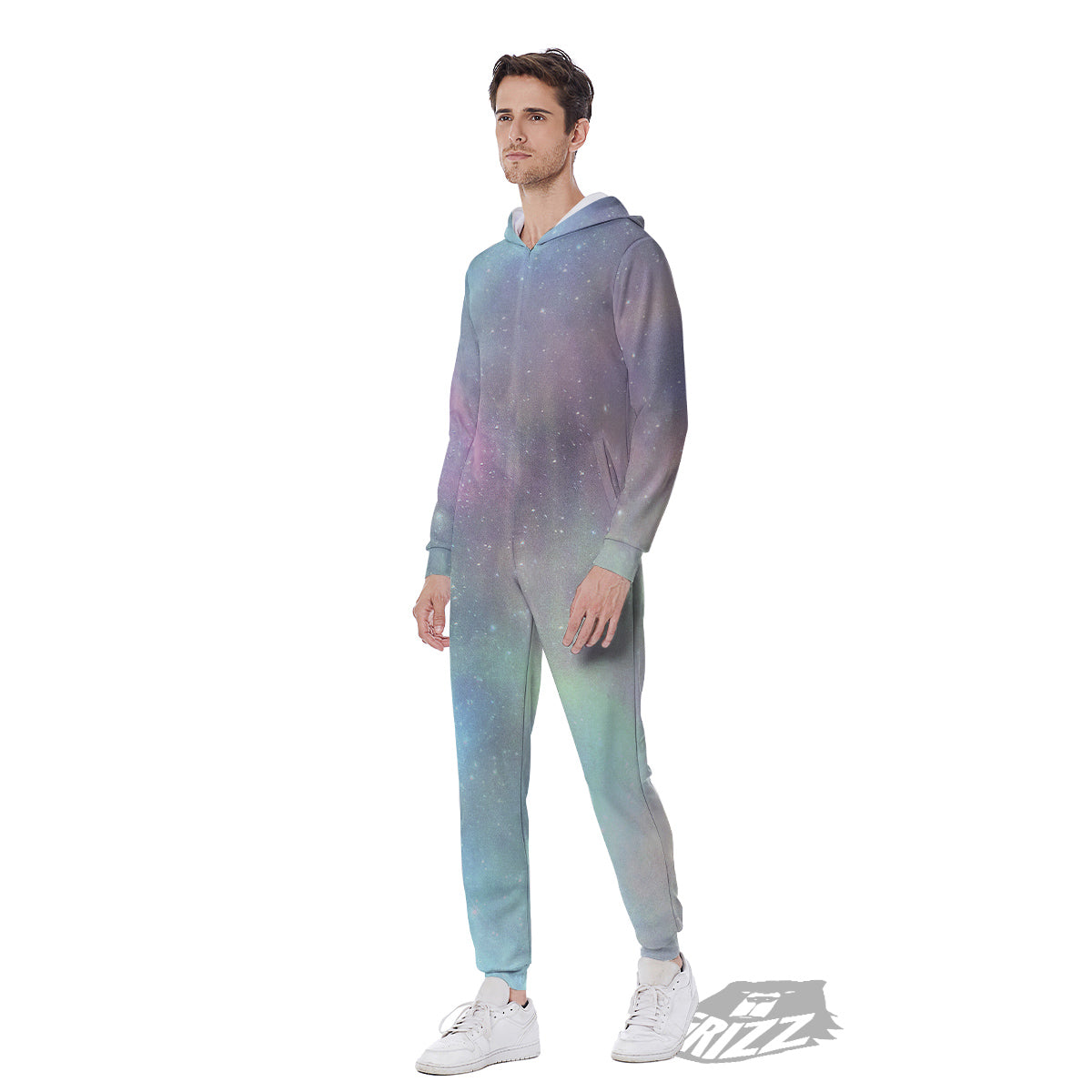 Galaxy Space Colorful Nebula Print Men's Jumpsuit-grizzshop