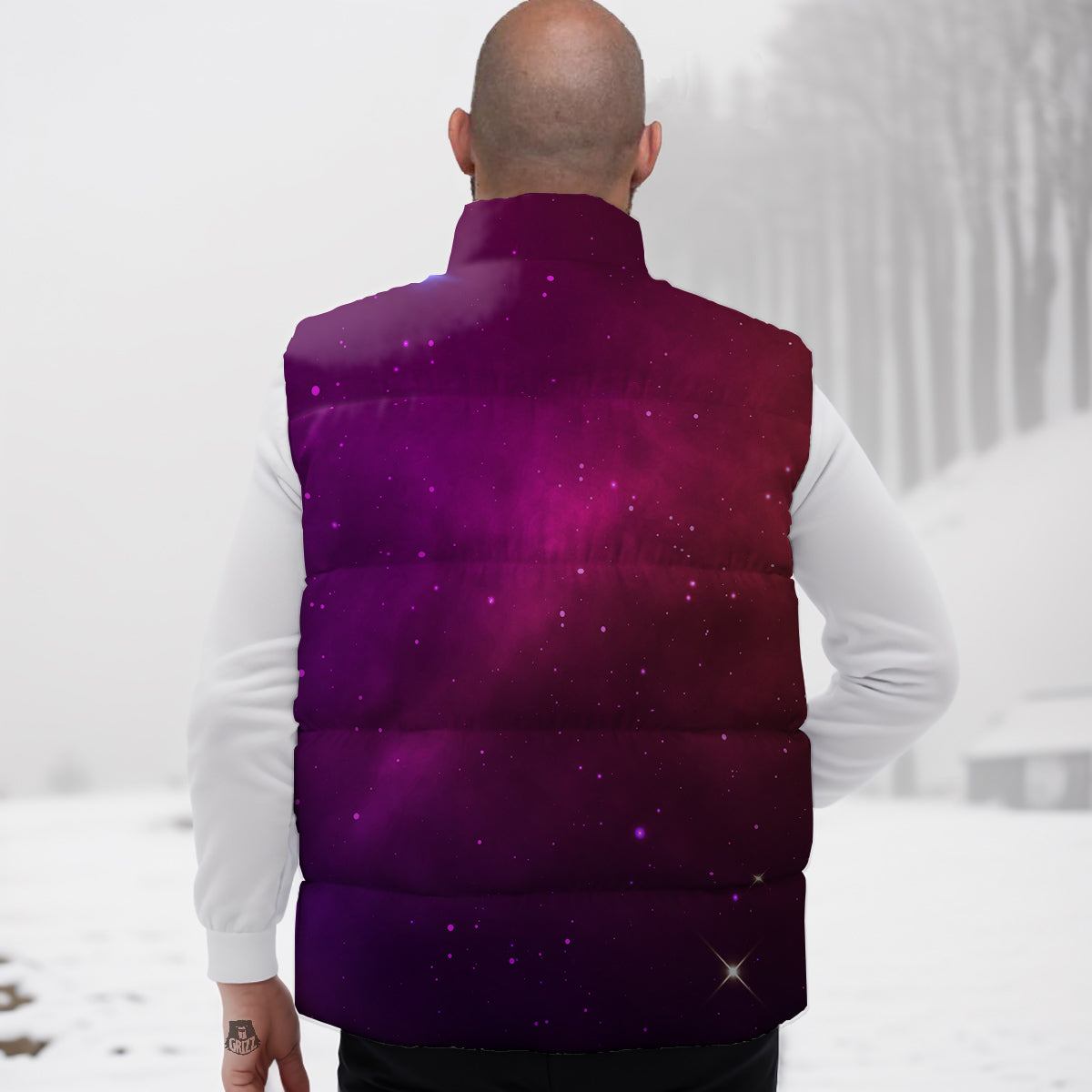 Galaxy Space Colorful Stardust Print Down Vest