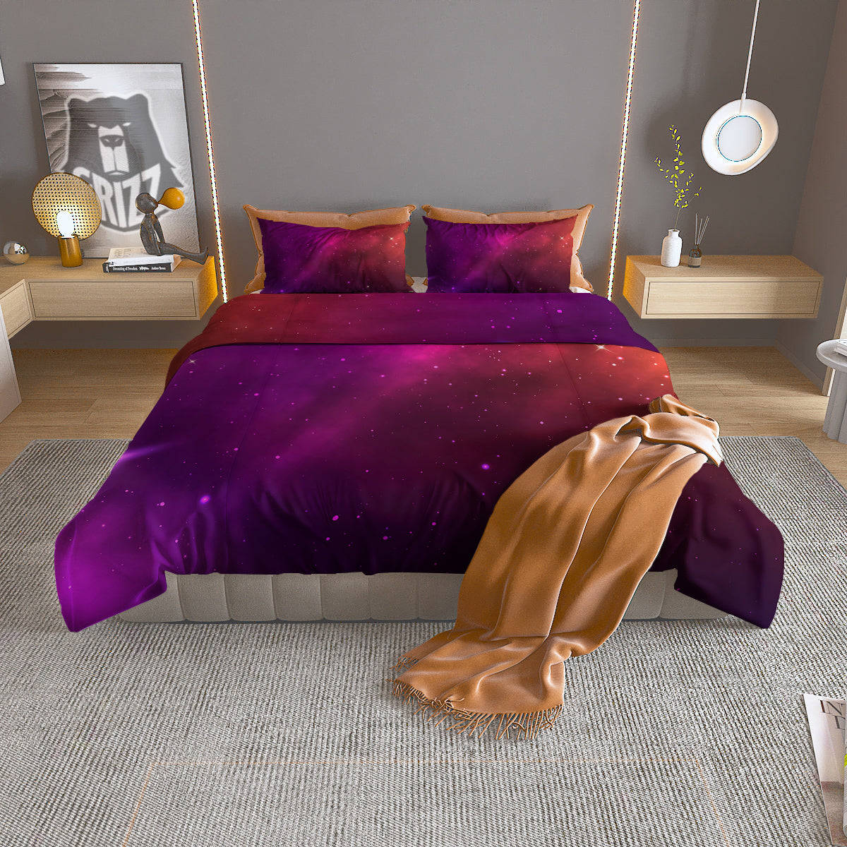 Frozen Leaf Oak Print Duvet Cover Bedding Set