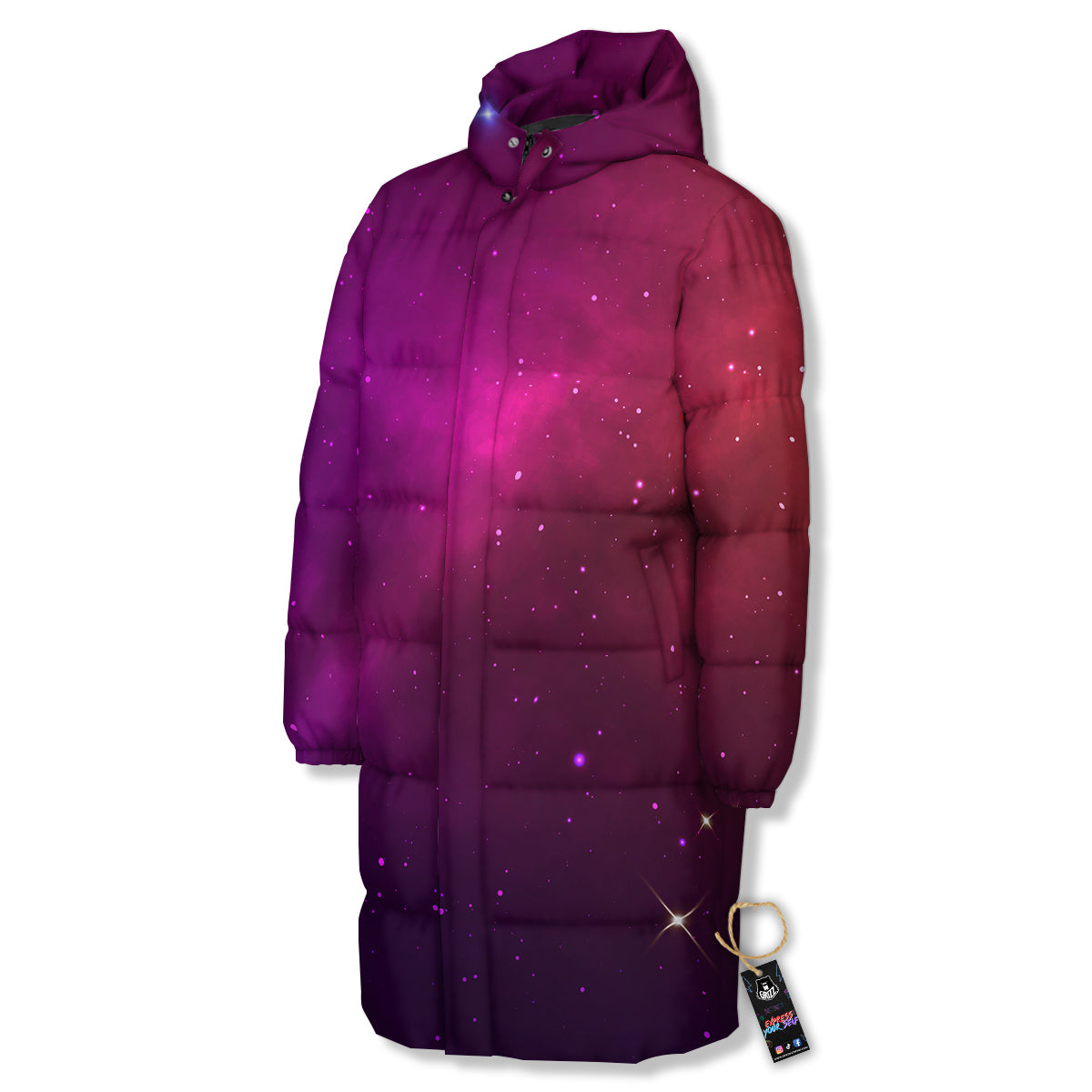 Galaxy Space Colorful Stardust Print Long Down Jacket