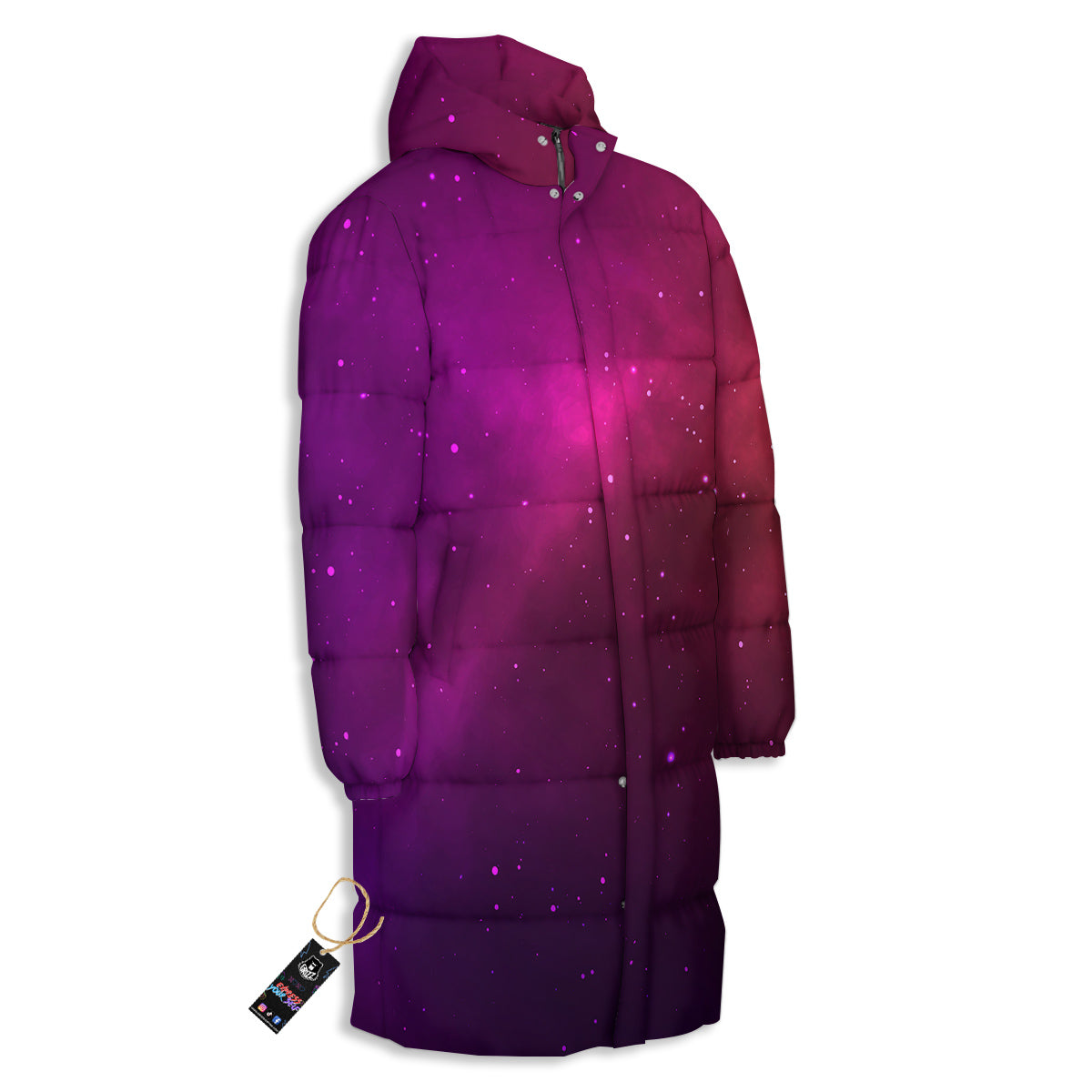 Galaxy Space Colorful Stardust Print Long Down Jacket