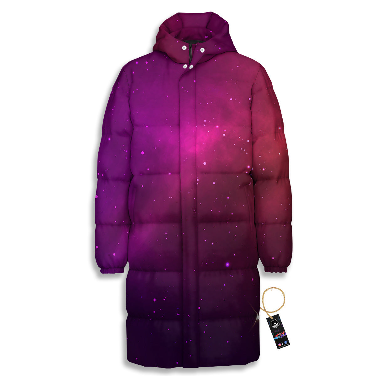 Galaxy Space Colorful Stardust Print Long Down Jacket
