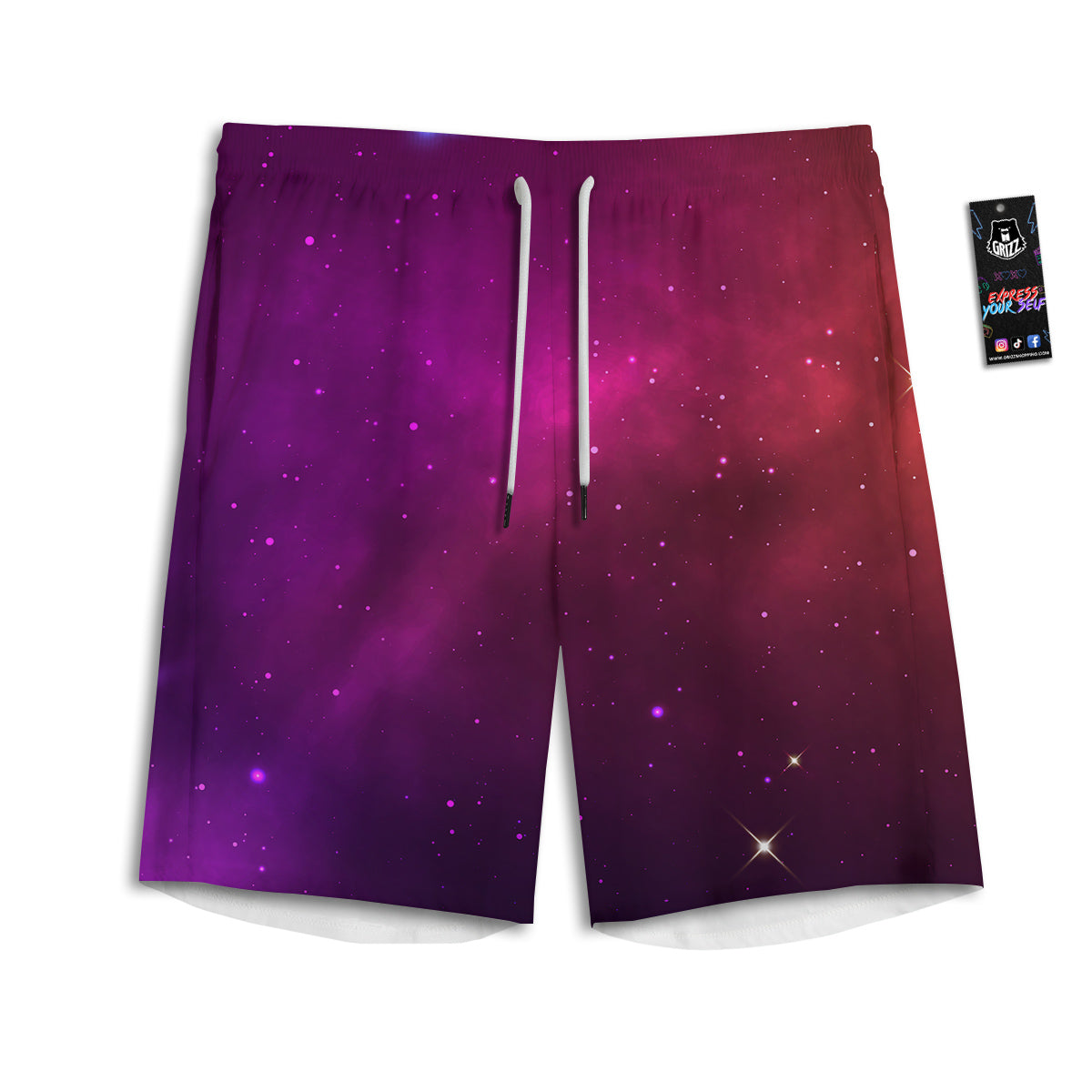 Galaxy Space Colorful Stardust Print Men's Athletic Shorts