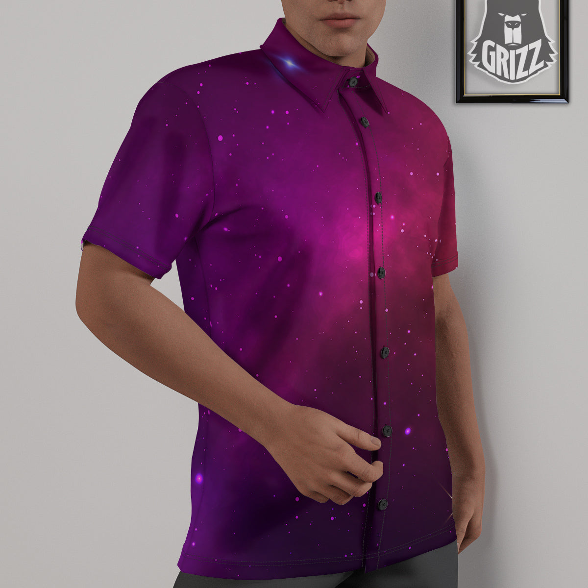 Galaxy Space Colorful Stardust Print Untucked Shirts-grizzshop