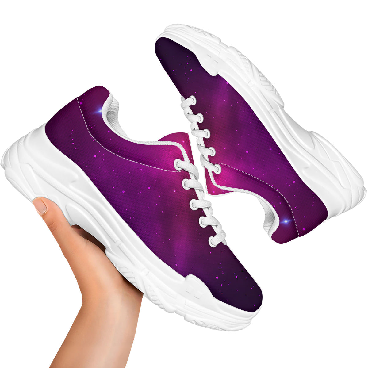 Galaxy Space Colorful Stardust Print White Chunky Shoes-grizzshop