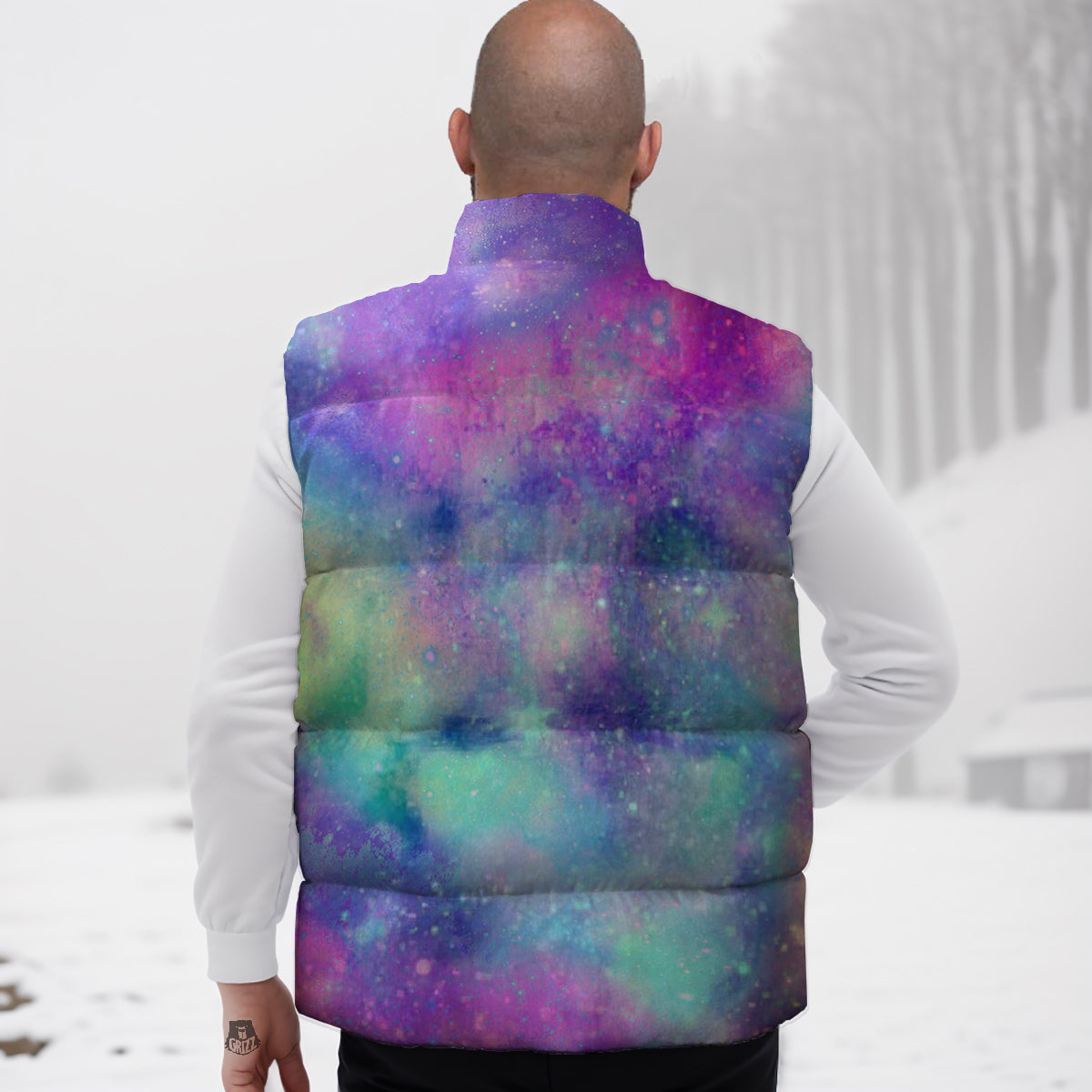 Galaxy Space Colorful Universe Print Down Vest