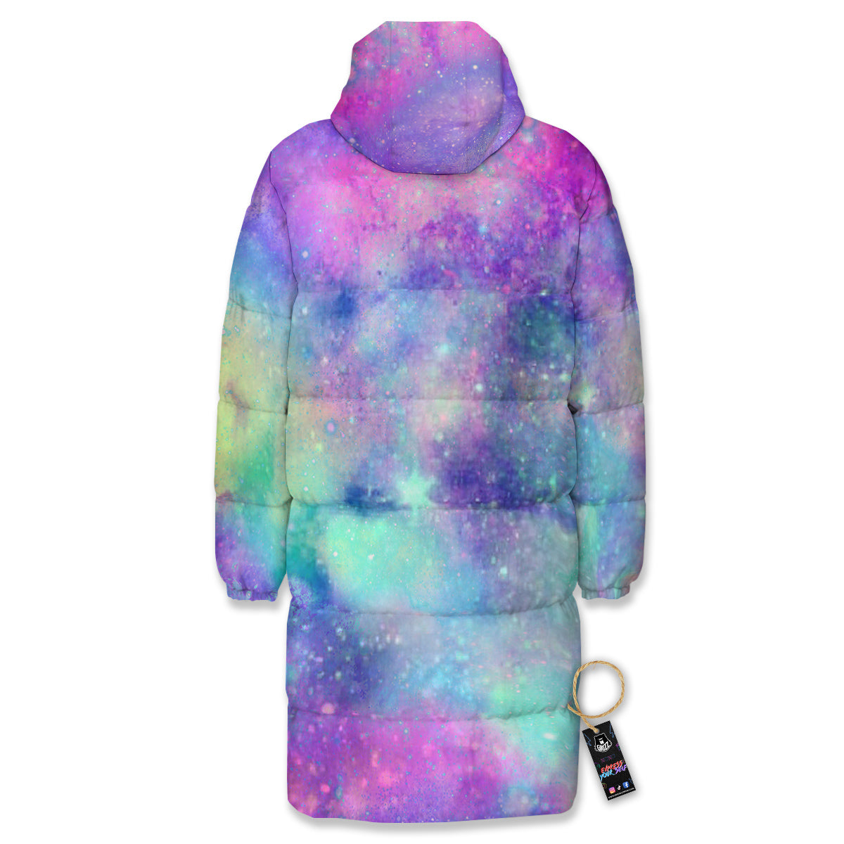 Galaxy Space Colorful Universe Print Long Down Jacket