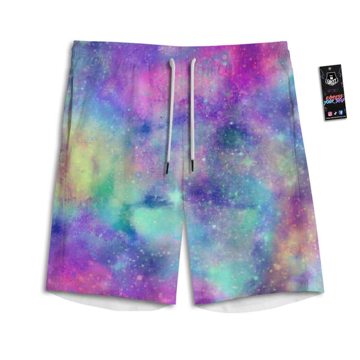 Galaxy Space Colorful Universe Print Men's Athletic Shorts