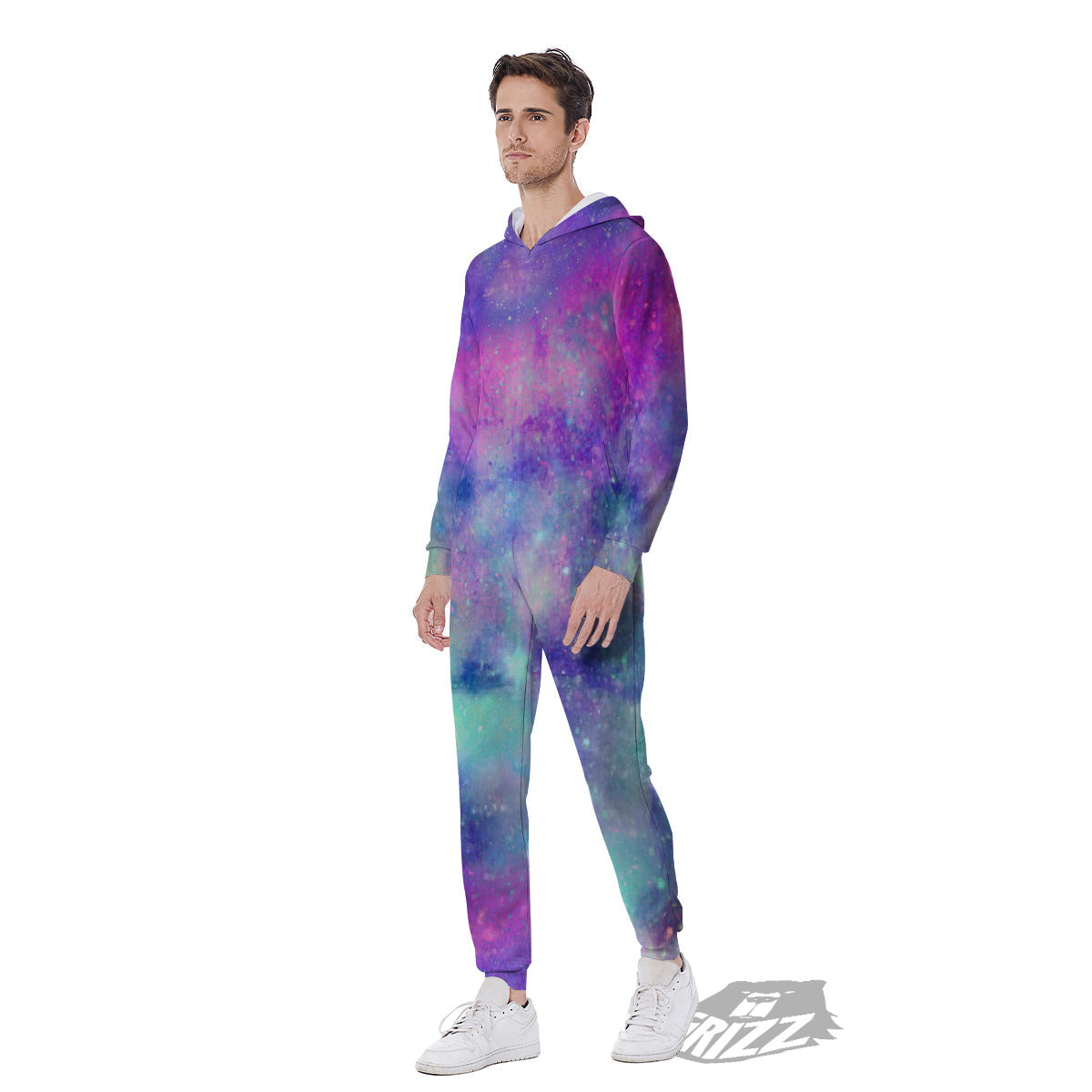 Galaxy Space Colorful Universe Print Men's Jumpsuit-grizzshop