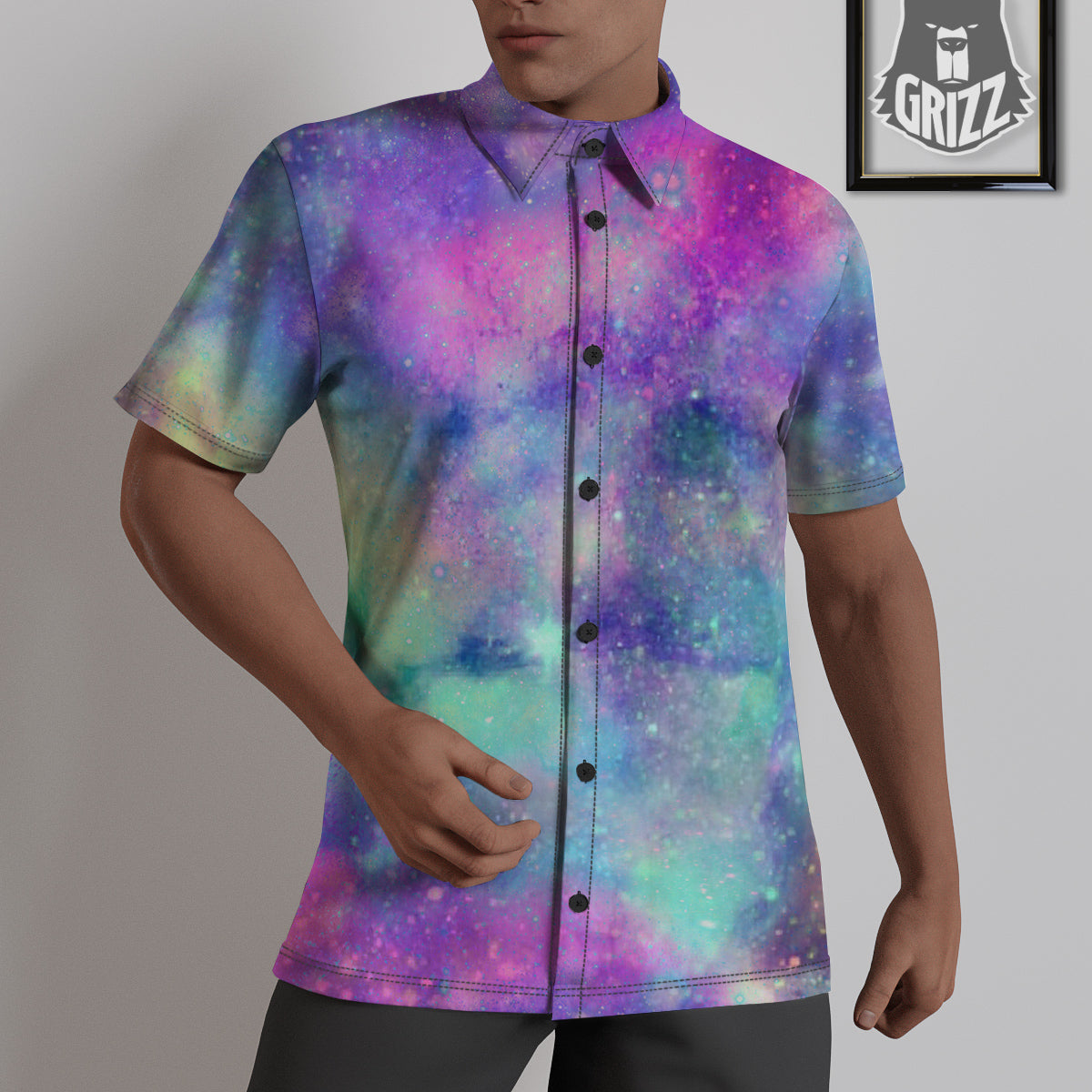 Galaxy Space Colorful Universe Print Untucked Shirts-grizzshop