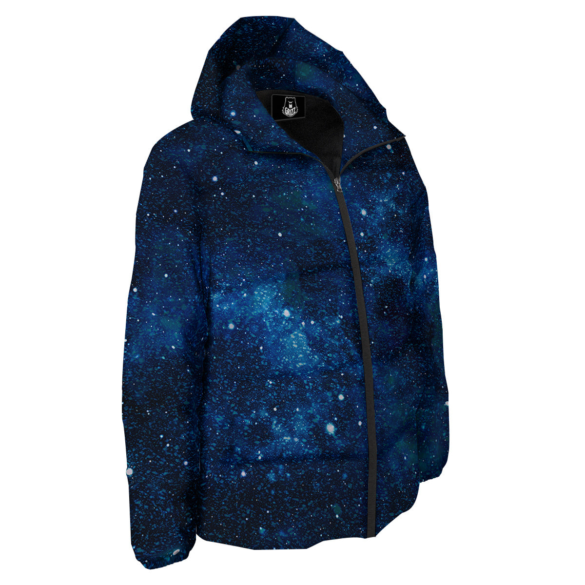Galaxy Space Dark Blue Print Down Jacket-grizzshop
