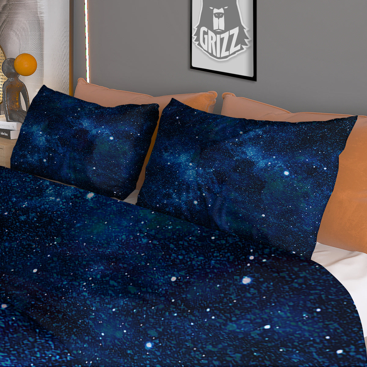 Galaxy Space Dark Blue Print Duvet Cover Bedding Set