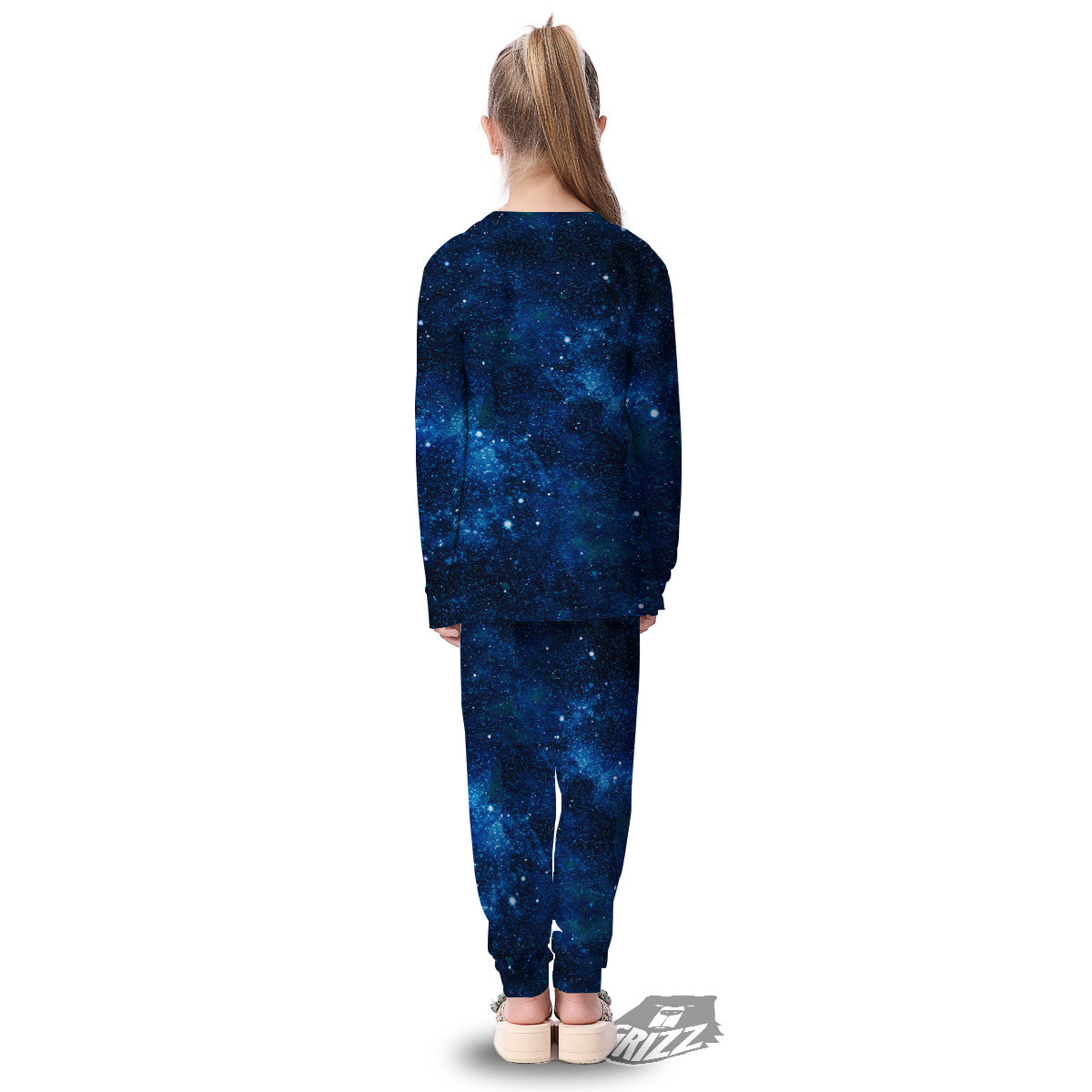 Galaxy Space Dark Blue Print Kid's Pajamas-grizzshop