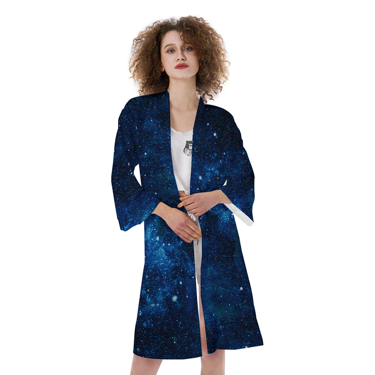 Galaxy Space Dark Blue Print Kimono-grizzshop