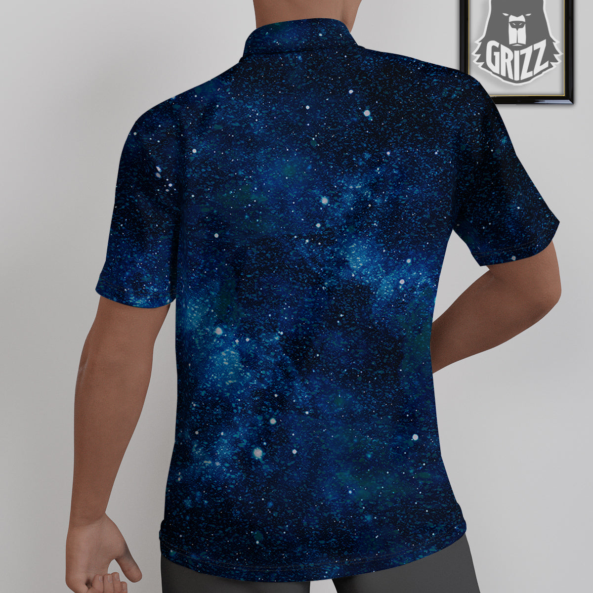 Galaxy Space Dark Blue Print Untucked Shirts-grizzshop