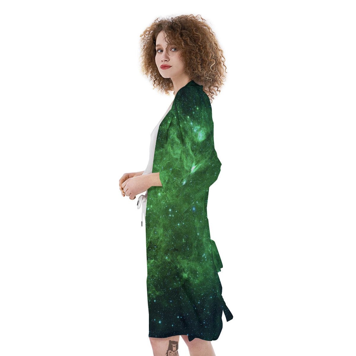 Galaxy Space Dark Green Print Kimono-grizzshop