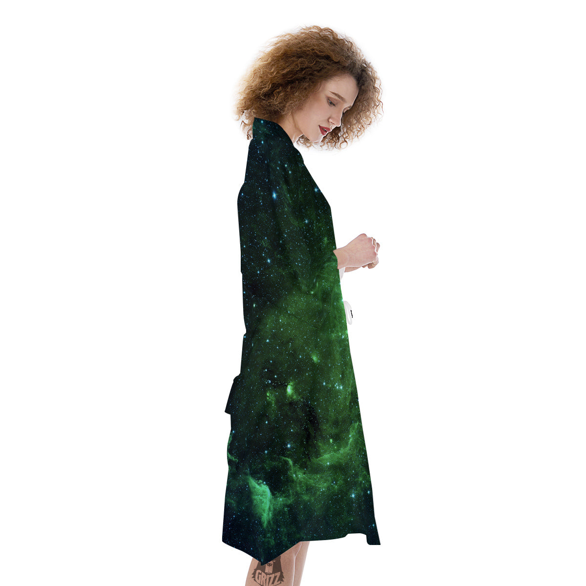 Galaxy Space Dark Green Print Kimono-grizzshop
