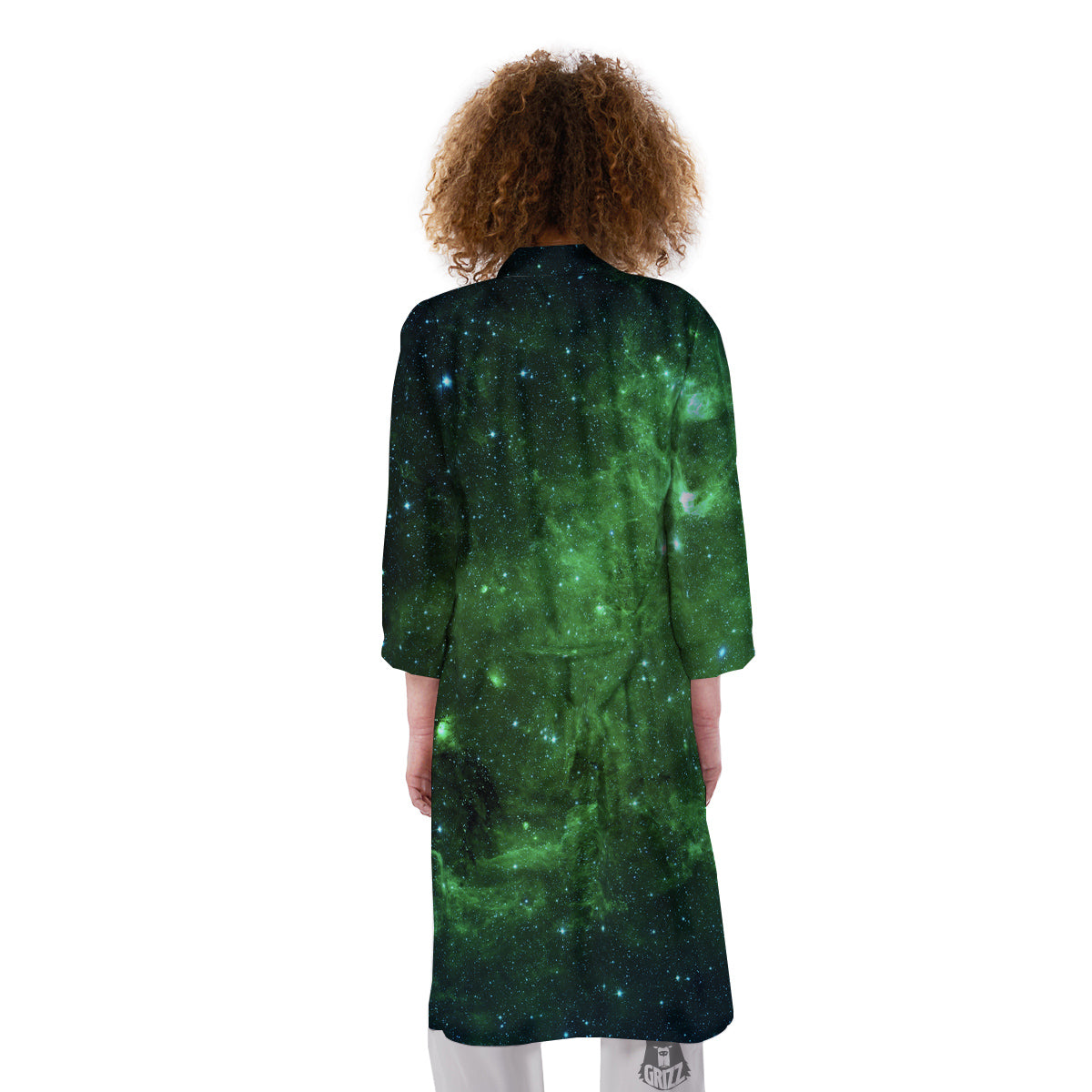 Galaxy Space Dark Green Print Kimono-grizzshop