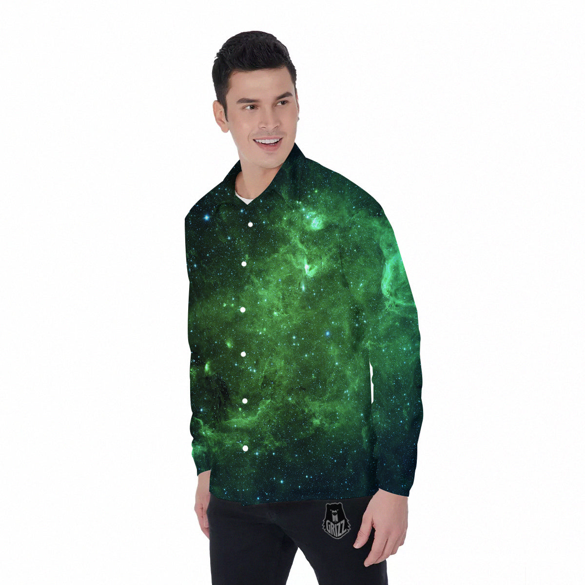 Grizzshopping Lightspeed Galaxy Print Men's Long Sleeve Shirts