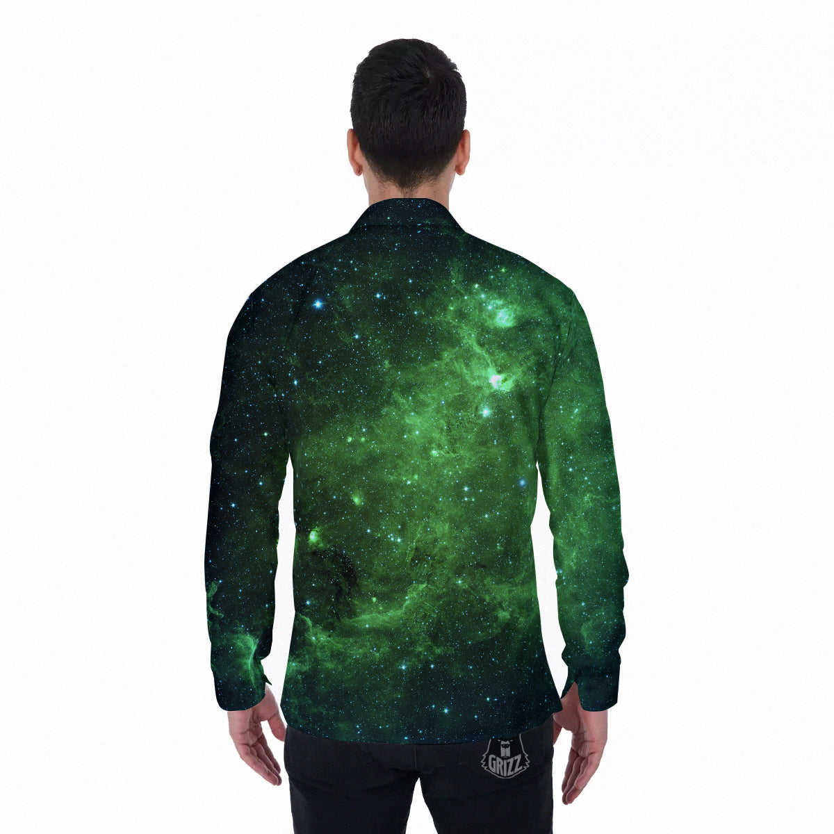 Grizzshopping Lightspeed Galaxy Print Men's Long Sleeve Shirts