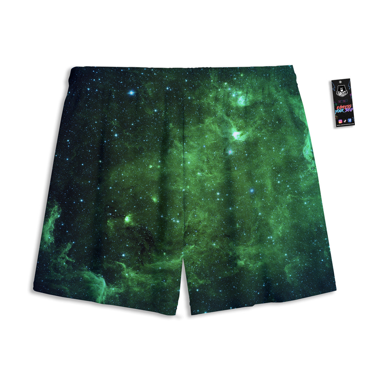 Galaxy Space Dark Green Print Mesh Shorts