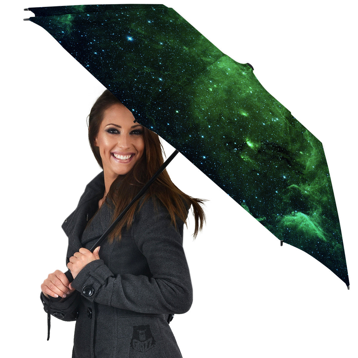 Galaxy Space Dark Green Print Umbrella-grizzshop