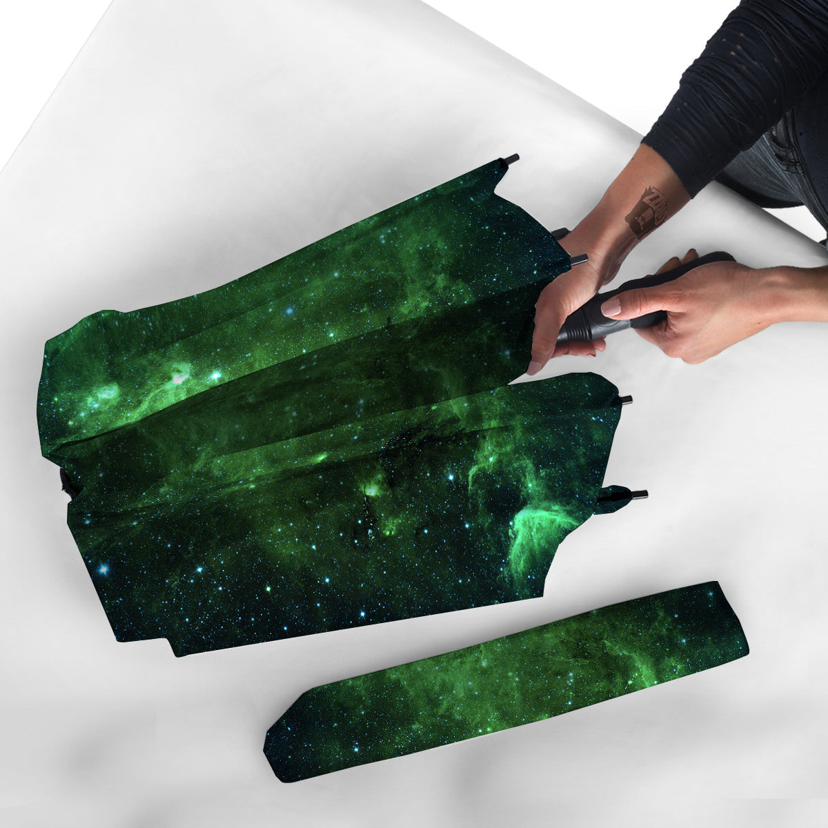 Galaxy Space Dark Green Print Umbrella-grizzshop