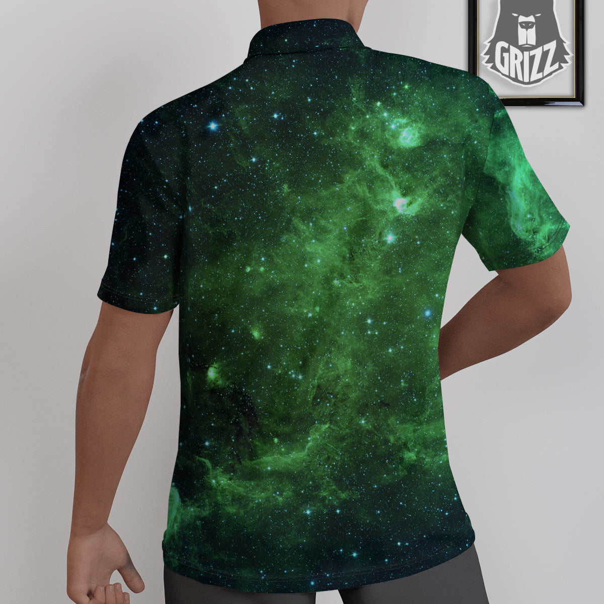 Galaxy Space Dark Green Print Untucked Shirts-grizzshop