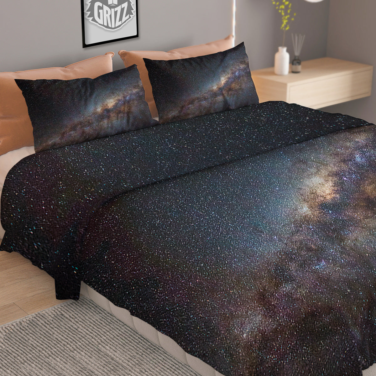 Galaxy Space Dark Milky Way Print Duvet Cover Bedding Set