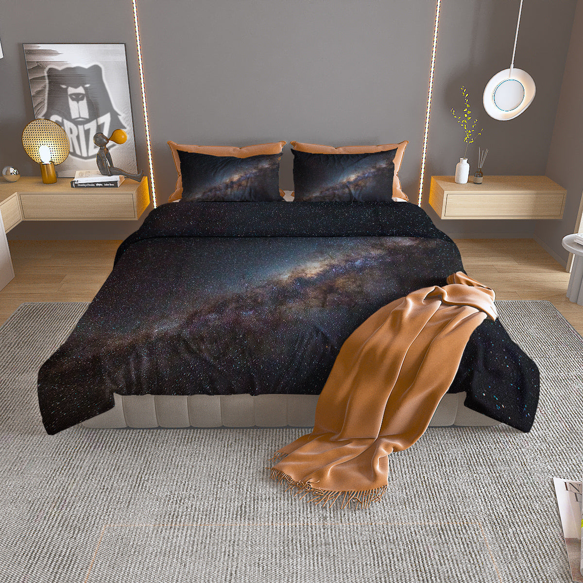 Galaxy Space Dark Milky Way Print Duvet Cover Bedding Set