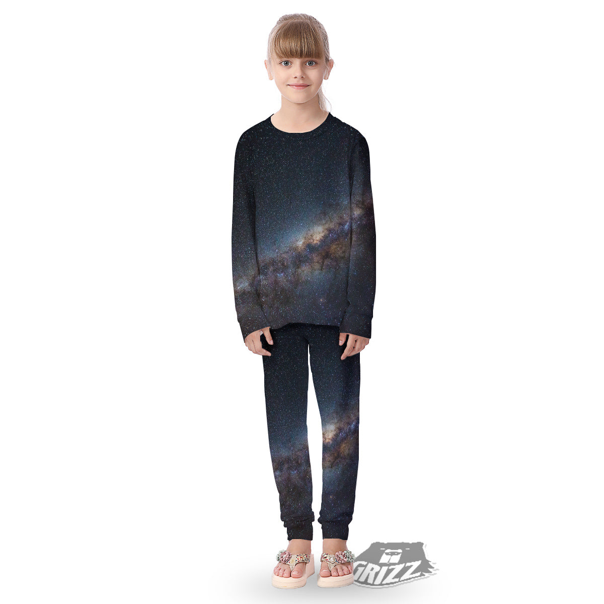 Galaxy Space Dark Milky Way Print Kid's Pajamas-grizzshop
