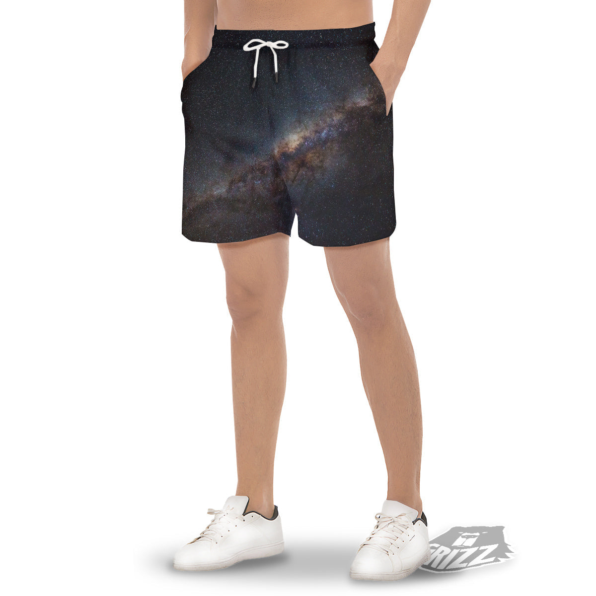 Galaxy Space Dark Milky Way Print Men's Gym Shorts-grizzshop