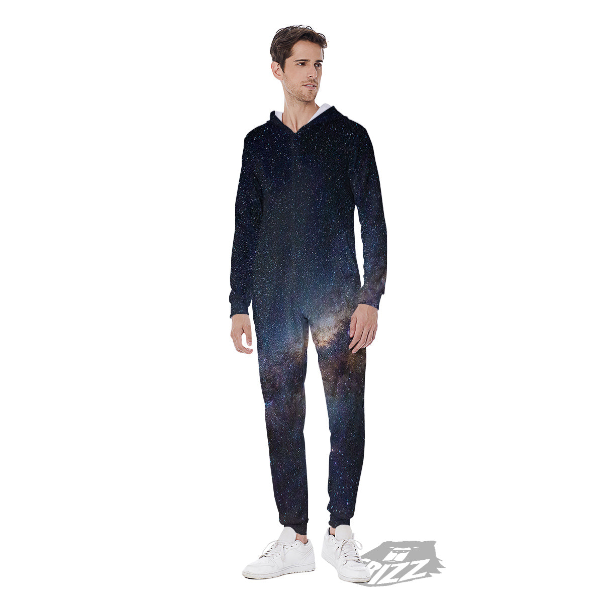 Galaxy Space Dark Milky Way Print Men's Jumpsuit-grizzshop