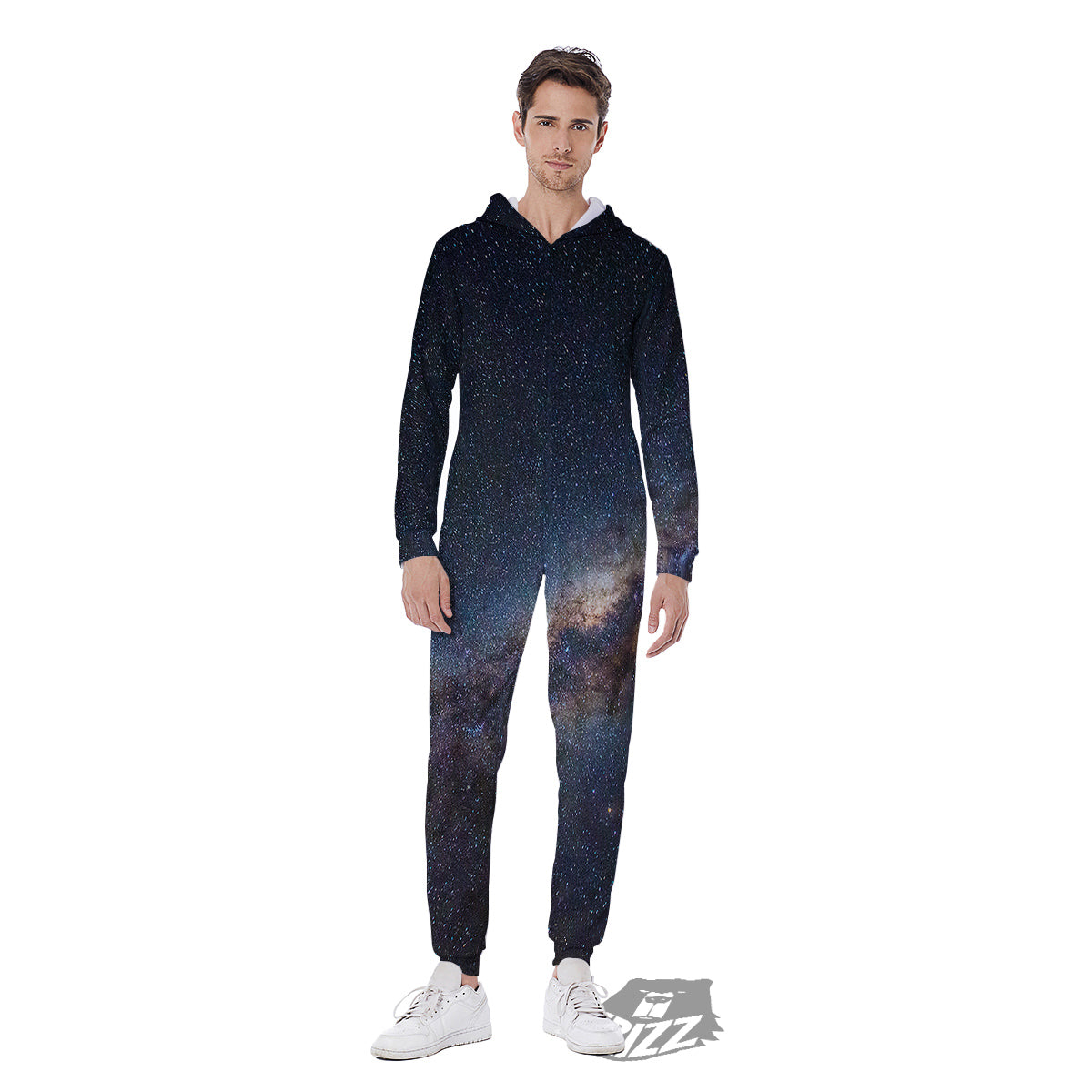 Galaxy Space Dark Milky Way Print Men's Jumpsuit-grizzshop