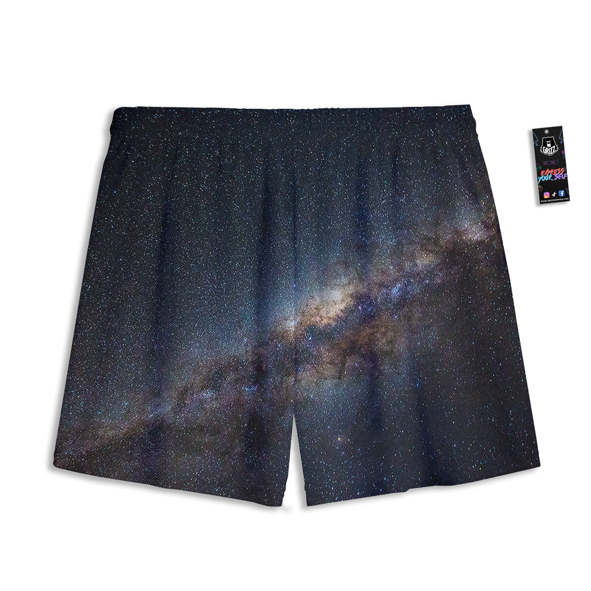 Galaxy Space Dark Milky Way Print Mesh Shorts
