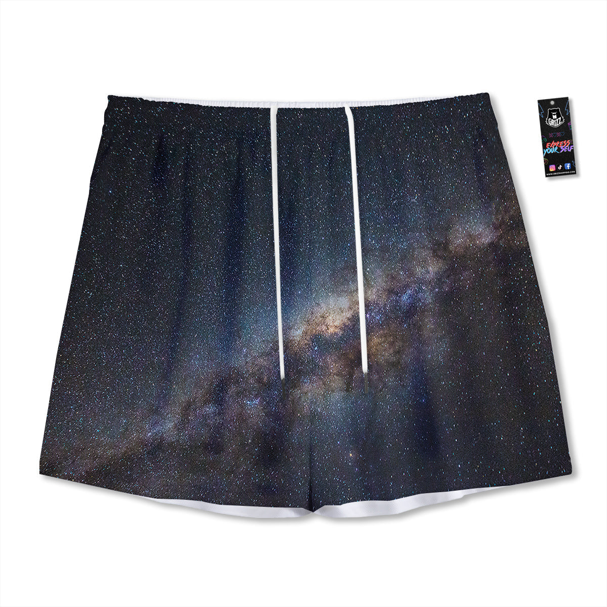 Galaxy Space Dark Milky Way Print Mesh Shorts